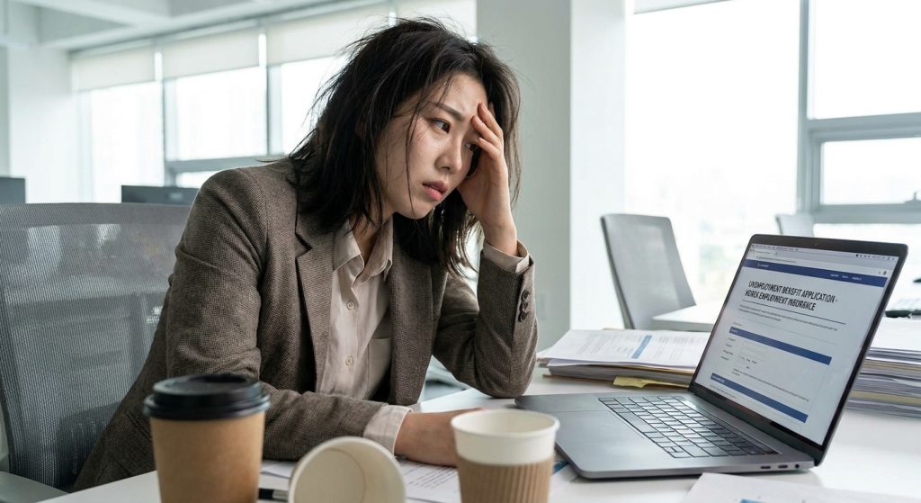 실업급여 신청 방법을 검색하는 직장인