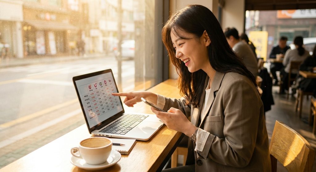 알뜰폰 요금제를 비교하는 직장인