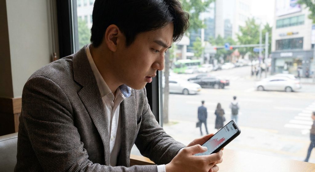 원달러 환율 1500원대를 확인하는 직장인