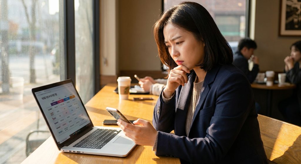 알뜰폰 전환을 고민하며 요금제를 비교하는 직장인