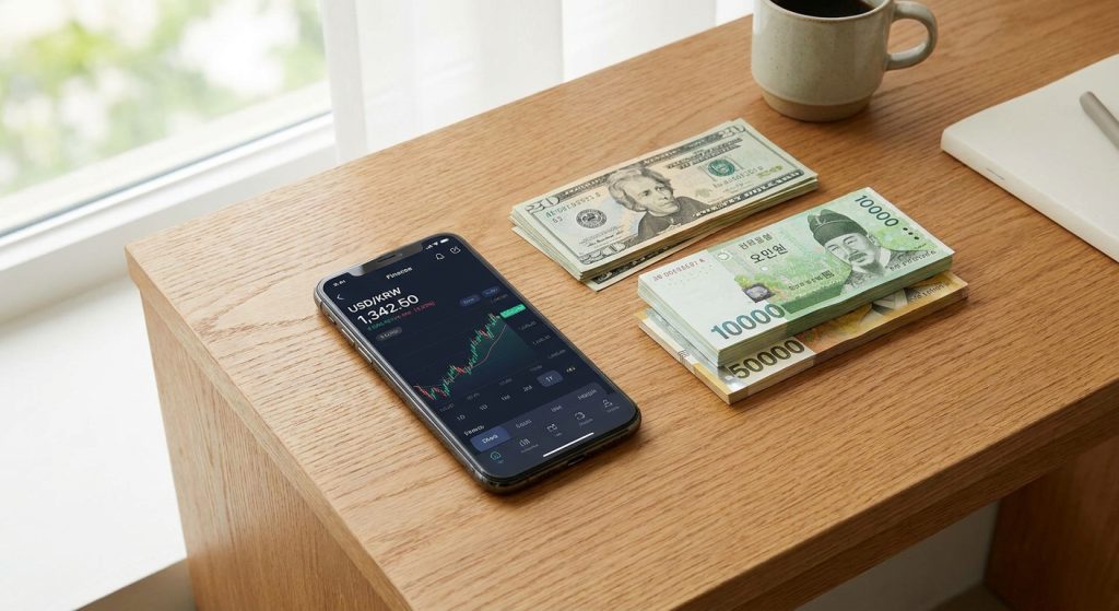 USD KRW 달러 원화 환율 스마트폰 조회 화면